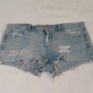 Lucky Brand (The Cut Off) Ripped Light Blue Jean Shorts